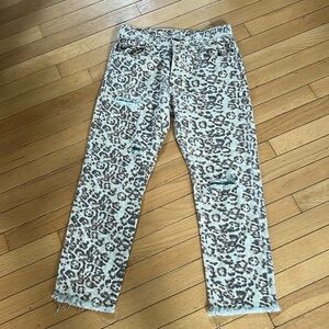 Vestique Button Fly Animal Print Ripped Jean - Size small